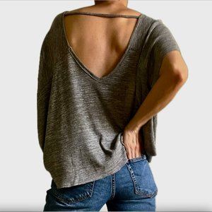 Free People gray slouchy oversized asymmetrical back cut out swing top - xs